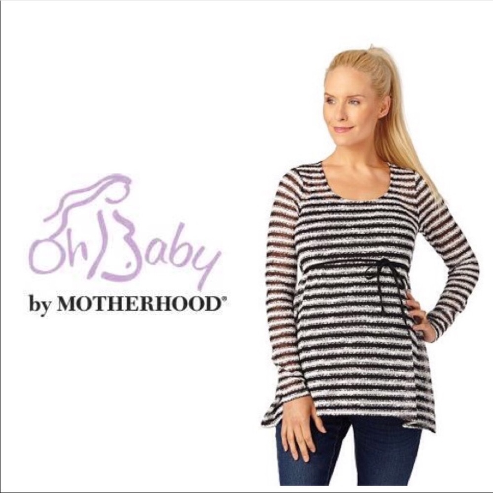 Black and white striped maternity sweater